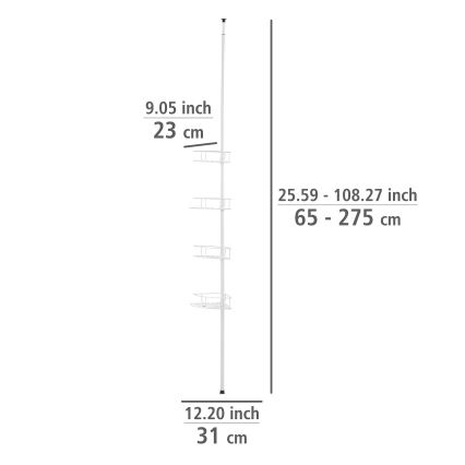 WENKO 26015100 - Kulmahylly DOLCEDO 31 x 230 cm ruostumaton teräs/valkoinen