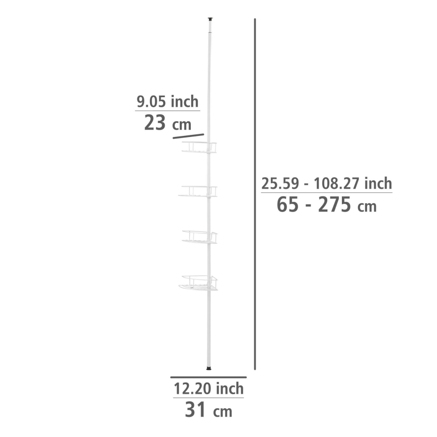 WENKO 26015100 - Kulmahylly DOLCEDO 31 x 230 cm ruostumaton teräs/valkoinen