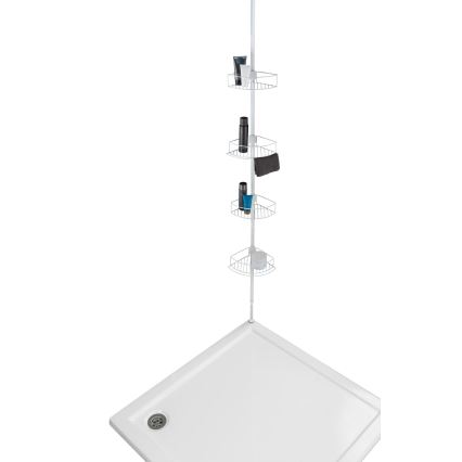 WENKO 26015100 - Kulmahylly DOLCEDO 31 x 230 cm ruostumaton teräs/valkoinen