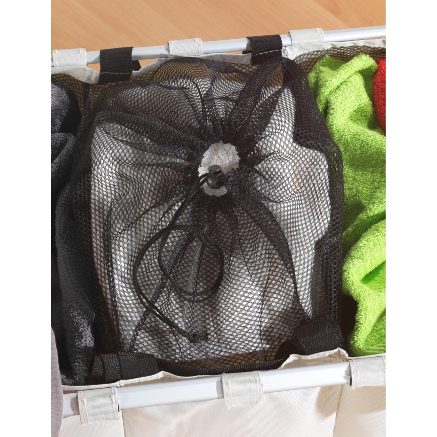 WENKO 3440113100 - Pyykkikori TRIO 63x57 cm beige/musta/hopea