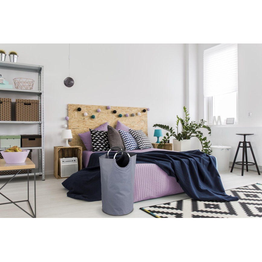 WENKO 3440803100 - Pyykkikori JUMBO 38x72 cm antrasiitti/hopea/musta