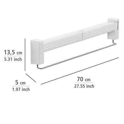 WENKO 3770013100 - Pyykinkuivausteline BUTTERFLY 70x13,5 cm hopea/valkoinen