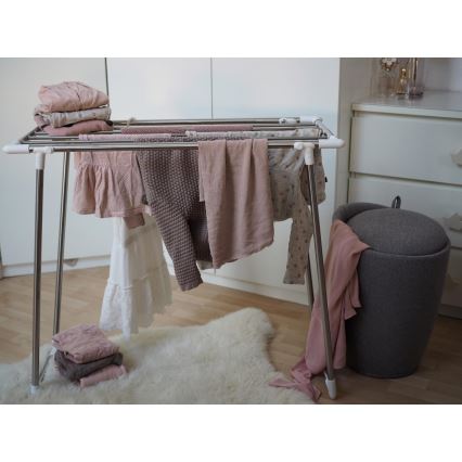 WENKO 3774020100 - Pyykinkuivausteline PROFI SINGLE 87x79 cm ruostumaton teräs/hopea/valkoinen