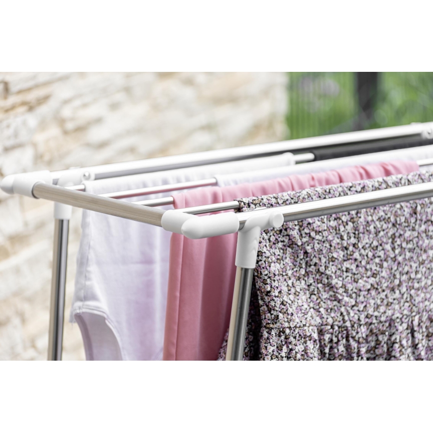 WENKO 3774020100 - Pyykinkuivausteline PROFI SINGLE 87x79 cm ruostumaton teräs/hopea/valkoinen