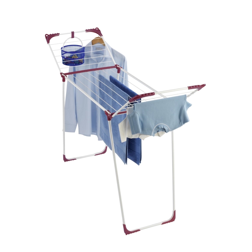 WENKO 3774021100 - Pyykin kuivausteline SUMMER DRY 153x76 cm valkoinen/vaaleanpunainen