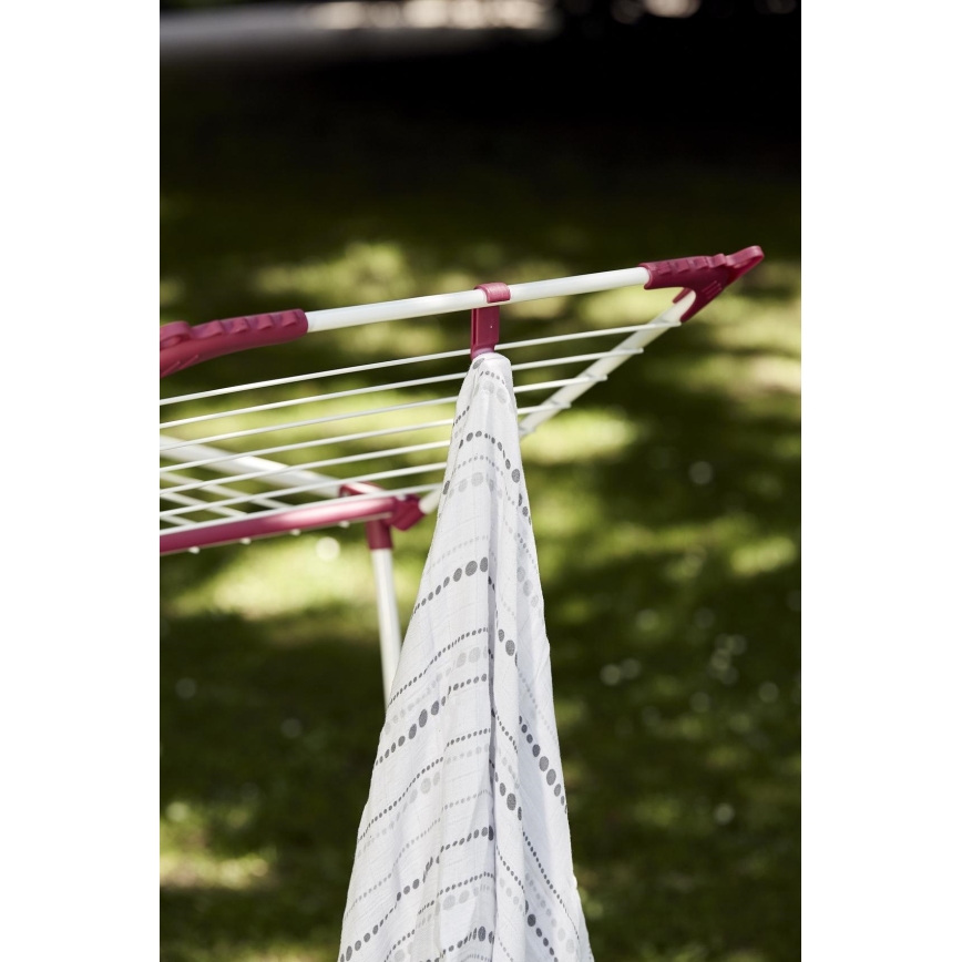 WENKO 3774021100 - Pyykin kuivausteline SUMMER DRY 153x76 cm valkoinen/vaaleanpunainen