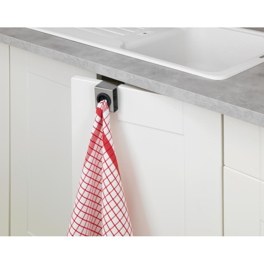 WENKO 4368060100 - PUSH-koukku 5x6 cm hopea/musta