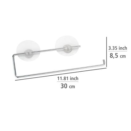 WENKO 53130100 - Keittiöpyyheteline STATIC-LOC 30x8,5 cm hopea/läpinäkyvä
