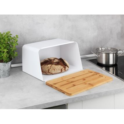WENKO 54099100 - KUBO-leipälaatikko 35x26,5 cm valkoinen/ruskea