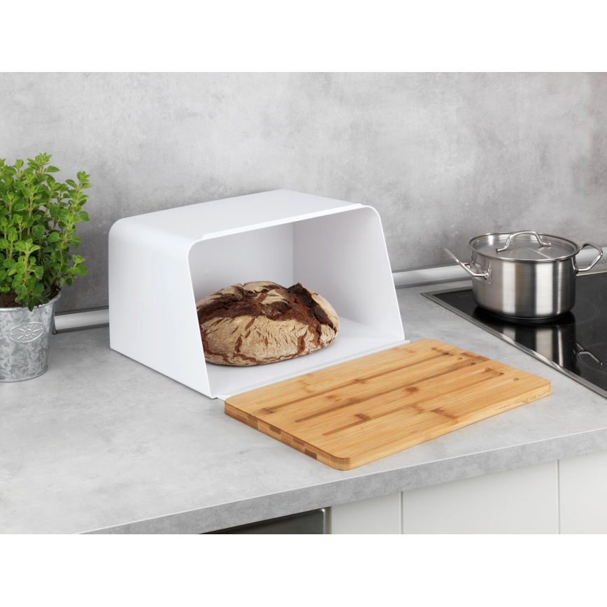 WENKO 54099100 - KUBO-leipälaatikko 35x26,5 cm valkoinen/ruskea