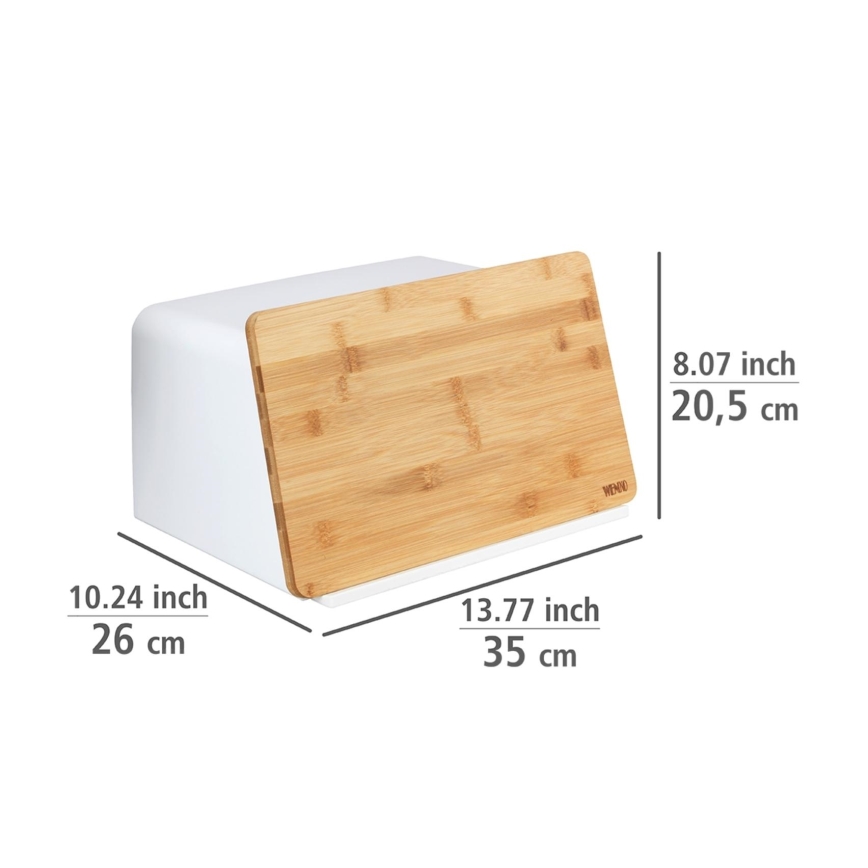 WENKO 54099100 - Leipälaatikko KUBO 35x26,5 cm valkoinen/ruskea