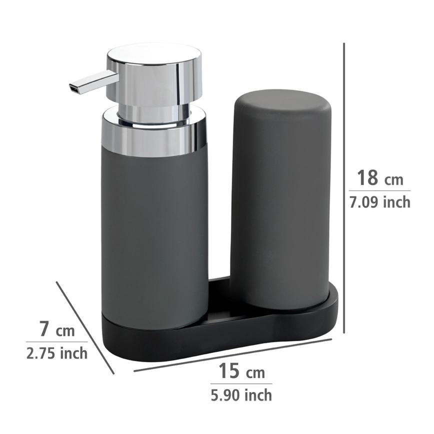 WENKO 54735100 - Pesuasema EASY SQUEEZ-E 15x18 cm harmaa/harmaa