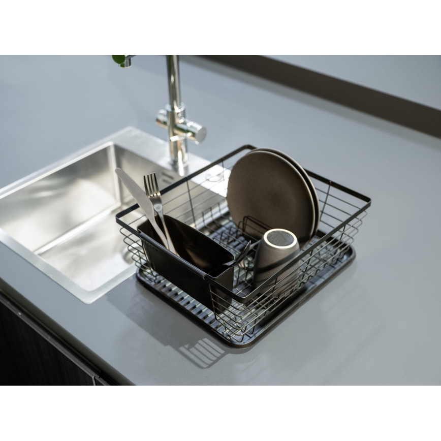 WENKO 54766100 - Astiankuivausteline BLACK OUTDOOR KITCHEN 36x30 cm musta/musta