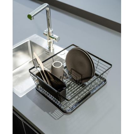 WENKO 54766100 - Astiankuivausteline BLACK OUTDOOR KITCHEN 36x30 cm musta/musta