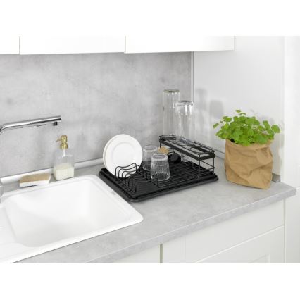 WENKO 54798100 - Astioiden kuivausteline AMY 42,5 x 31,5 cm, musta