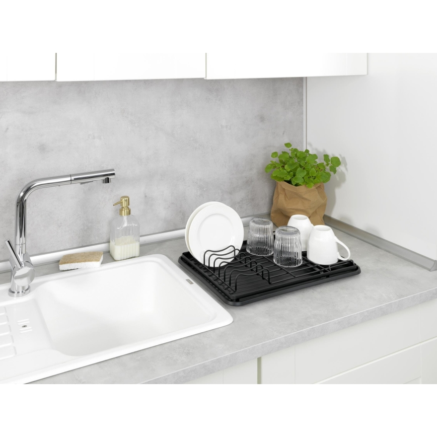 WENKO 54798100 - Astioiden kuivausteline AMY 42,5 x 31,5 cm, musta