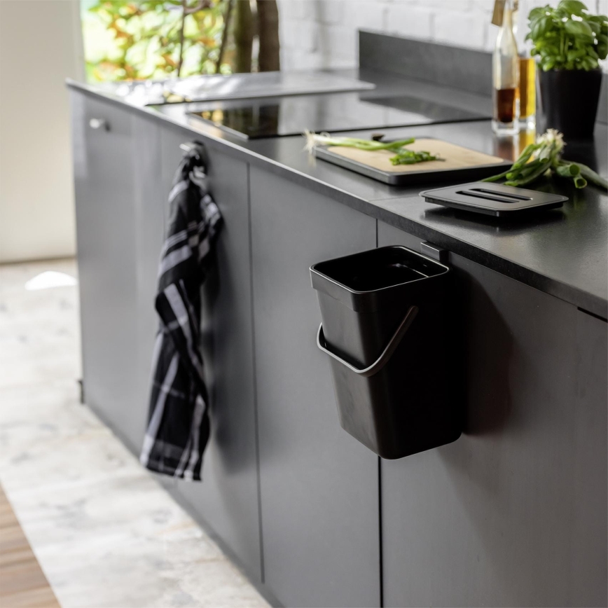 WENKO 55027100 - Roskakori BLACK OUTDOOR KITCHEN 19x24 cm musta/harmaa/läpinäkyvä