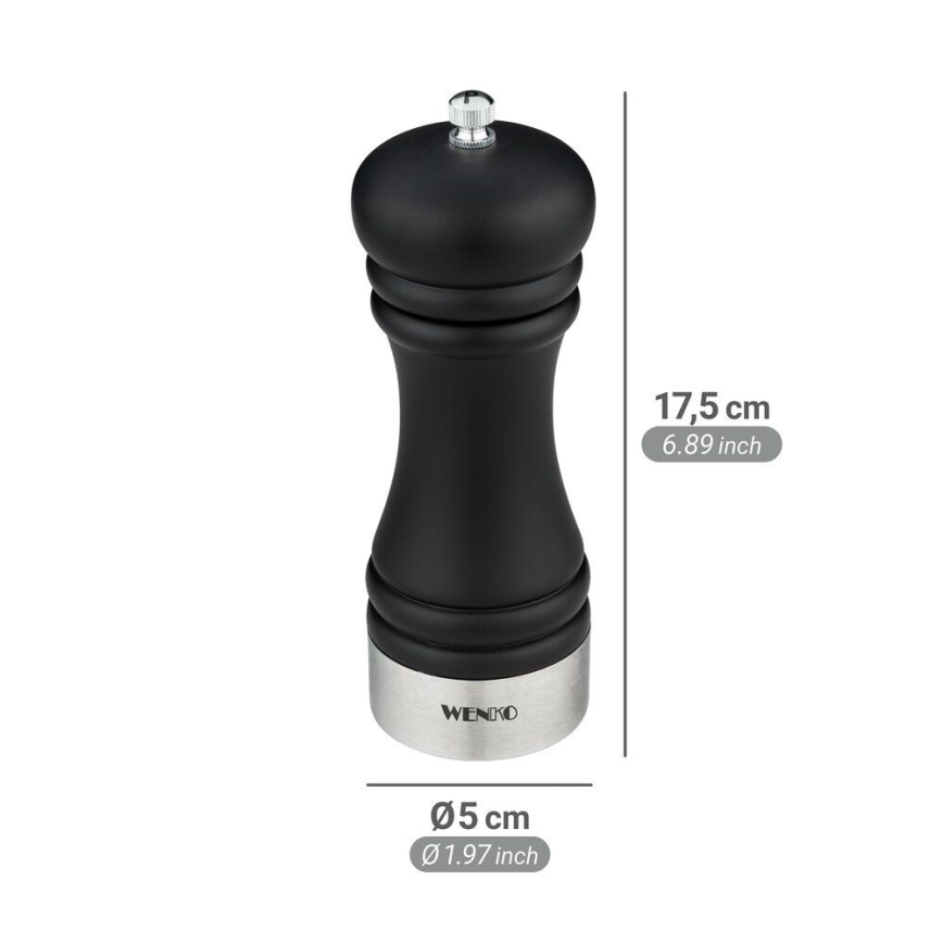 WENKO 55083100-Pippurimylly BLACK OUTDOOR KITCHEN 5x17,5 cm musta/valkoinen