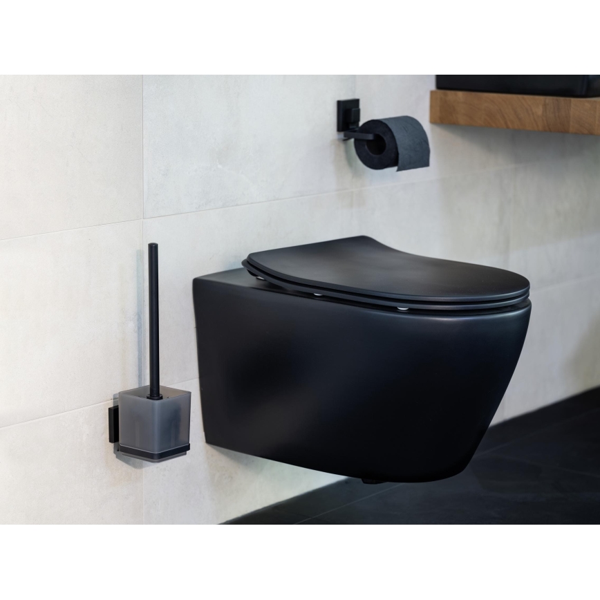 WENKO 71450800 - WC-setti VACUUM-LOC QUADRO ED 9,5x37 cm musta