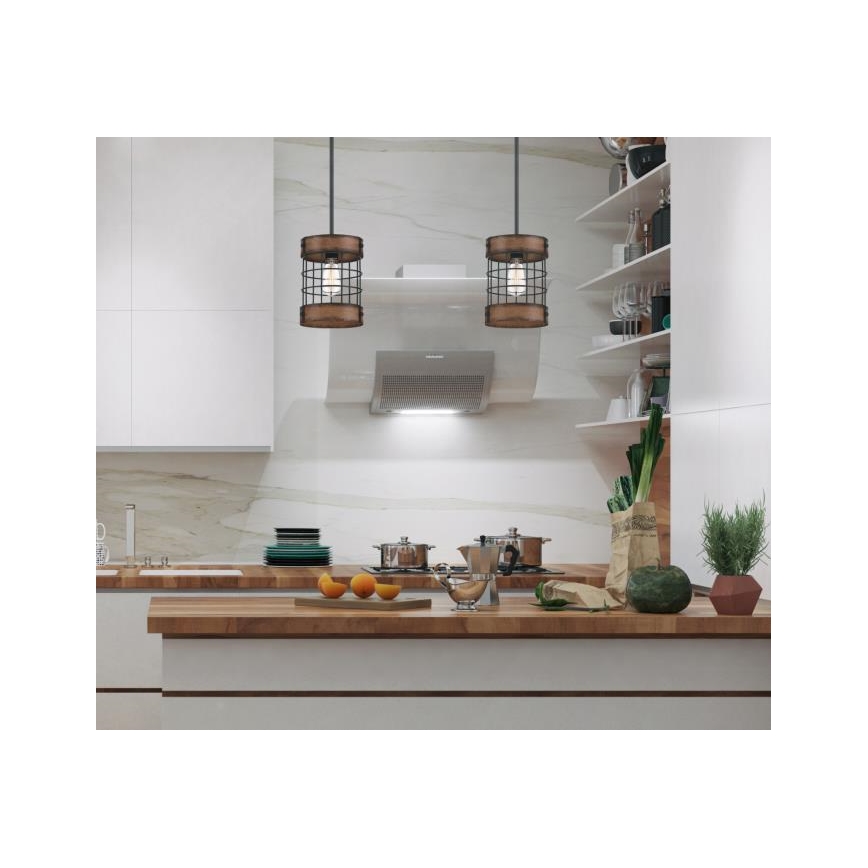 Westinghouse 61179 - Riippuvalaisin johdolla LANGSTON 1xE27/60W/230V halkaisija 19 cm barnwood