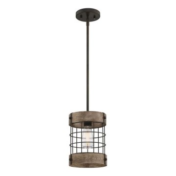 Westinghouse 61180 - Riippuvalaisin kaapelilla LANGSTON 1xE27/60W/230V, halkaisija 19 cm, mänty