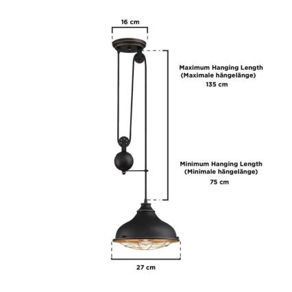 Westinghouse 61249 - Kattokruunu johdossa CHAVES 1xE27/60W/230V