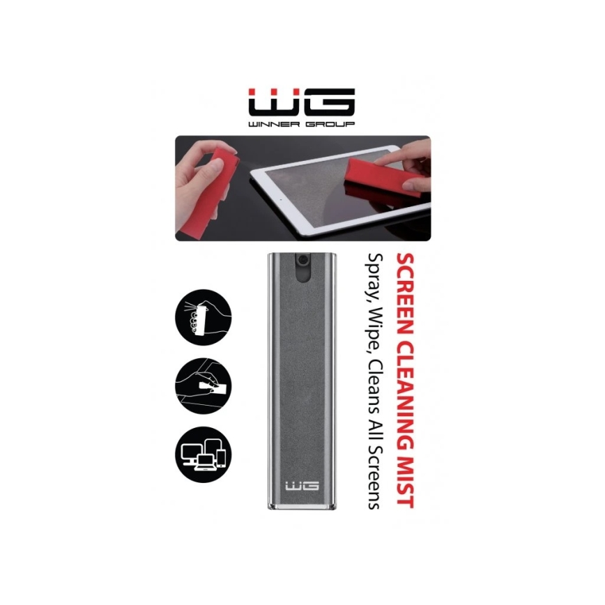 Winner Group - 2-in-1-näytönpuhdistaja, musta