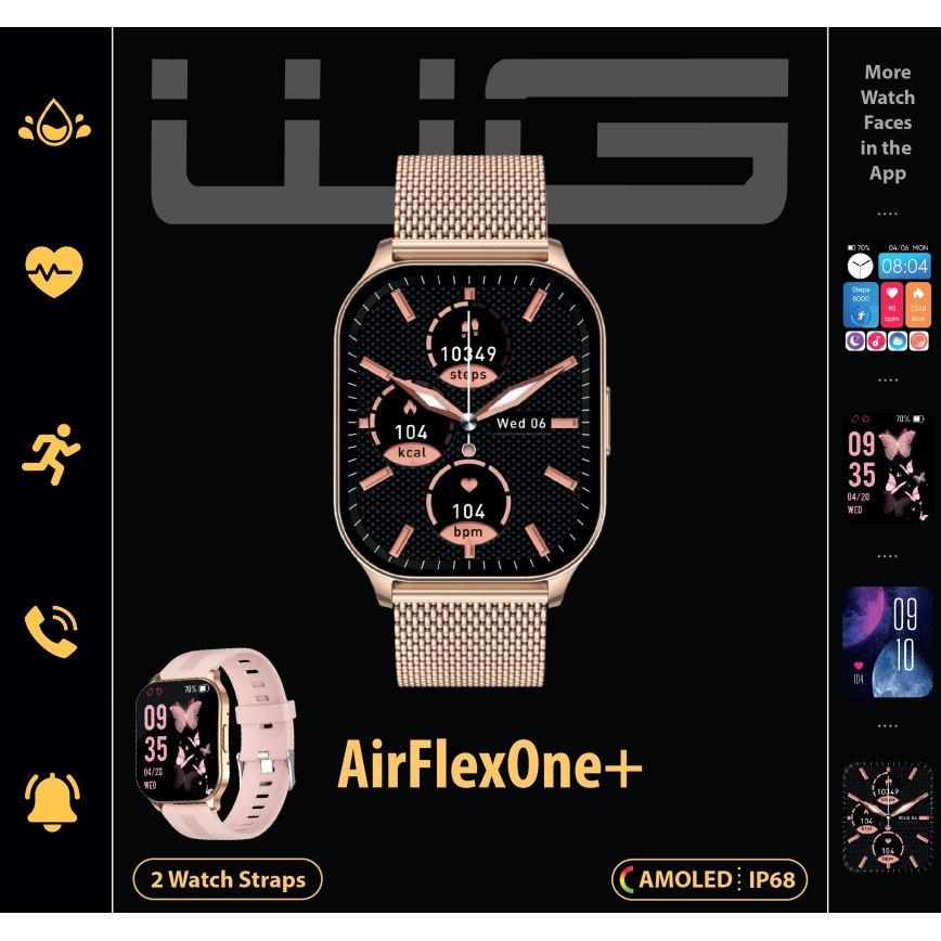 Winner Group - AirFlexOne+ kultainen älykello 300 mAh IP68