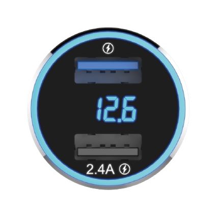 Winner Group - Autolaturi kanssa näyttö 2xUSB-A Power Delivery 30W musta