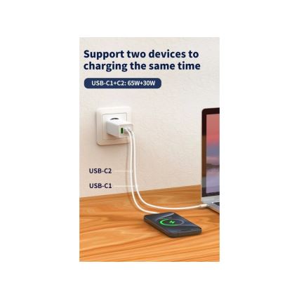 Winner Group - GaN-laturi 1xUSB-A + 2xUSB-C 100W valkoinen