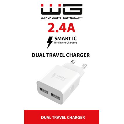 Winner Group - Latausadapteri 2xUSB-A 12W valkoinen