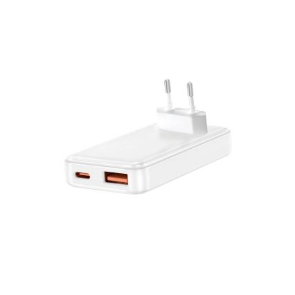 Winner Group - Latausadapteri GaN 1xUSB-A + 1xUSB-C 30W valkoinen