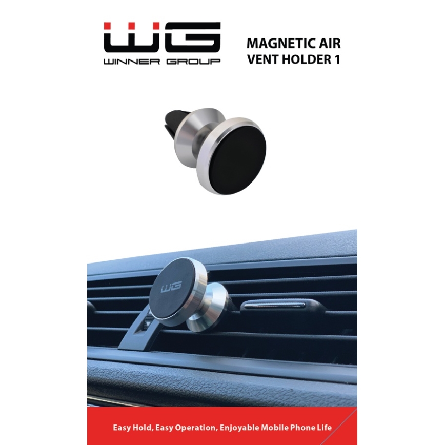 Winner Group - Magneettinen puhelinteline autoon, hopea