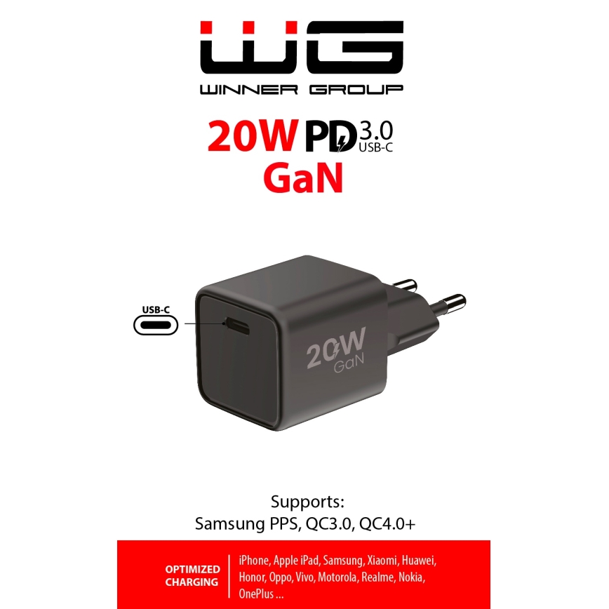Winner Group - Pikalatausadapteri 1xUSB-C Power Delivery 20W musta