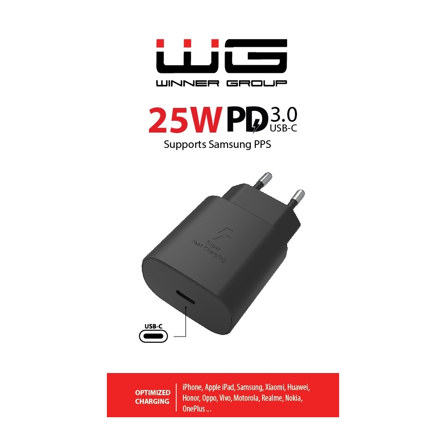 Winner Group - Pikalatausadapteri 1xUSB-C Power Delivery 25W musta
