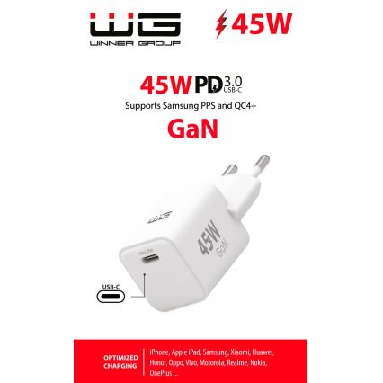 Winner Group - Pikalatausadapteri 1xUSB-C Power Delivery 45W valkoinen