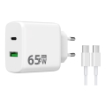 Winner Group - Pikalatausadapteri 2xUSB PD 65W + USB-kaapeli USB-C / USB-C 1m