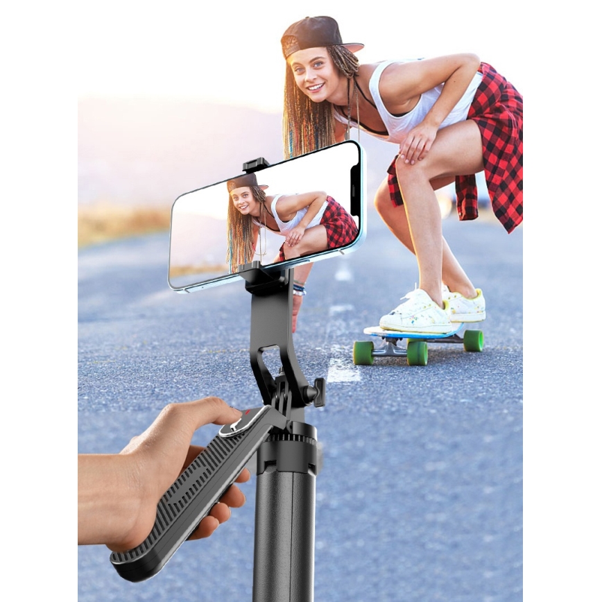 Winner Group - Selfiekeppi 3in1 telineen kanssa 55 mAh 180 cm musta