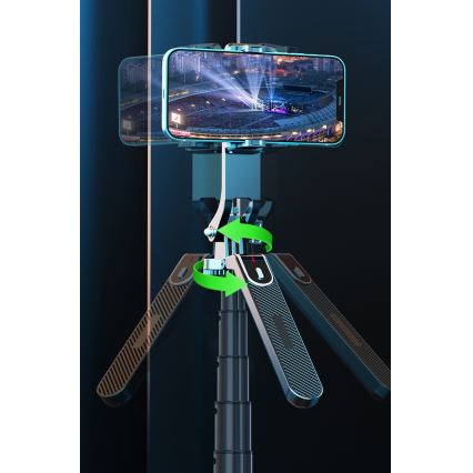 Winner Group - Selfiekeppi 3in1 telineen kanssa 55 mAh 180 cm musta