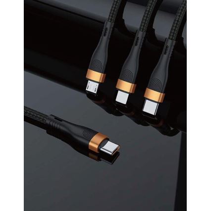 Winner Group -USB-kaapeli 3in1 USB-C / Lightning, USB-C ja Micro USB 100W 1,5m musta