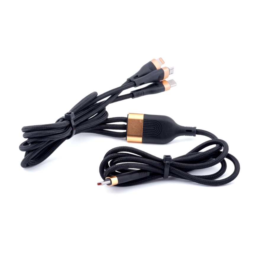 Winner Group -USB-kaapeli 3in1 USB-C / Lightning, USB-C ja Micro USB 100W 1,5m musta