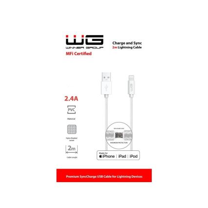 Winner Group - USB-kaapeli MFI Lightning / USB-A 2m valkoinen