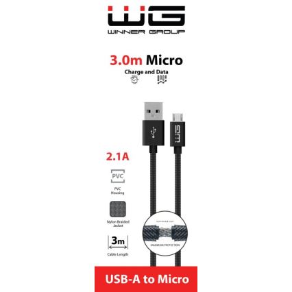 Winner Group - USB-kaapeli Micro USB / USB-A 3m musta