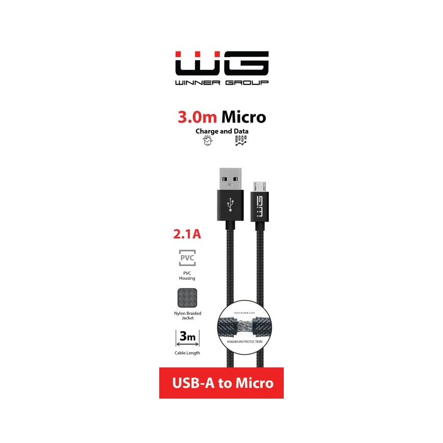 Winner Group - USB-kaapeli Micro USB / USB-A 3m musta