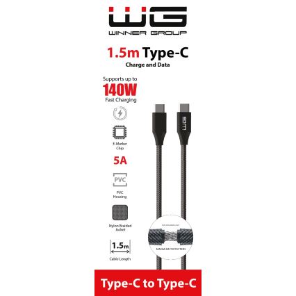 Winner Group - USB-kaapeli USB-C / USB-C 140W 1,5m musta