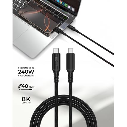 Winner Group - USB-kaapeli USB-C / USB-C 240W 1m musta