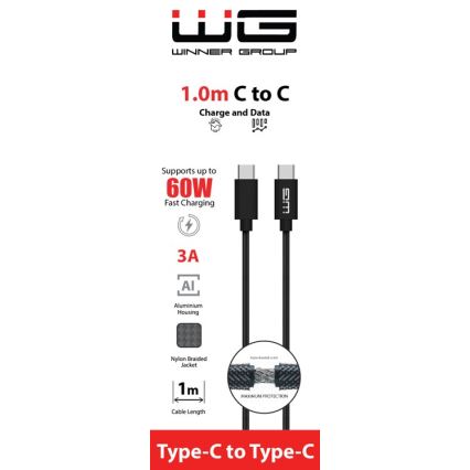 Winner Group - USB-kaapeli USB-C / USB-C 60W 1m musta