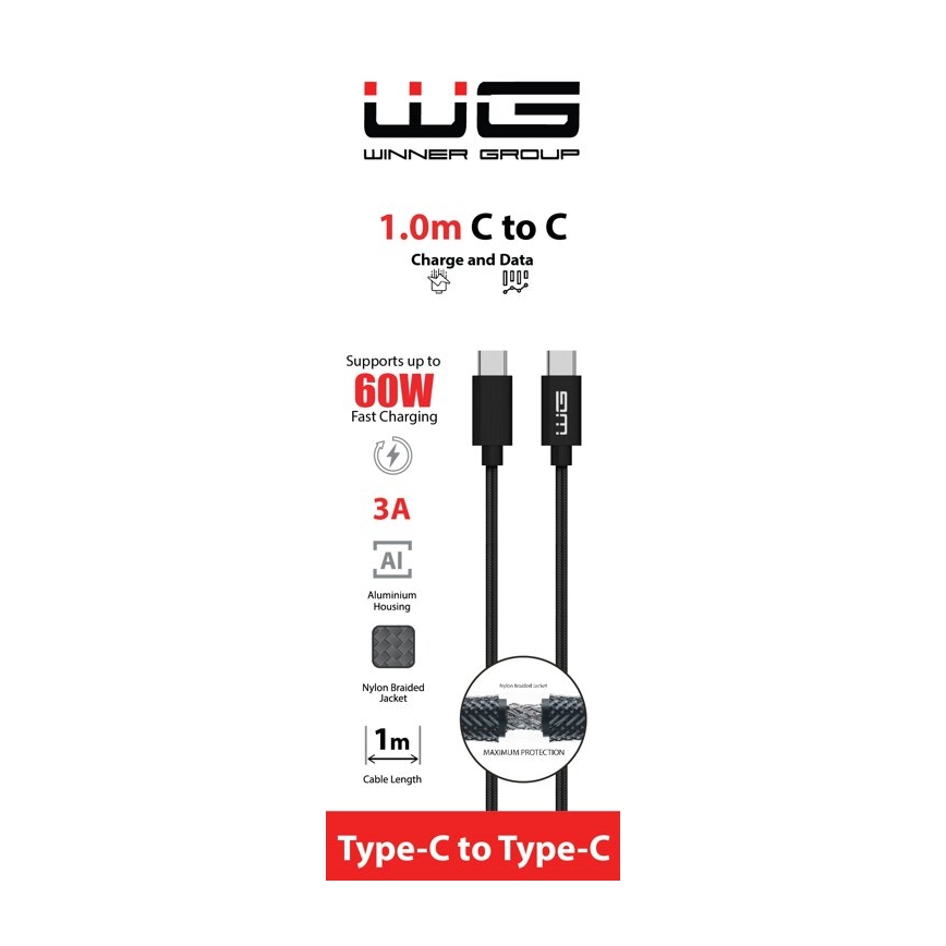 Winner Group - USB-kaapeli USB-C / USB-C 60W 1m musta