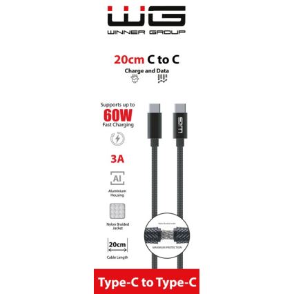 Winner Group - USB-kaapeli USB-C / USB-C 60W 20cm musta