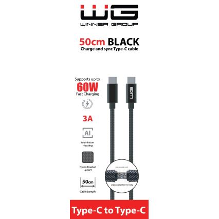 Winner Group - USB-kaapeli USB-C / USB-C 60W 50cm musta